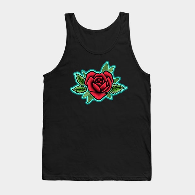 Red heart shaped rose Tank Top by Squatchyink